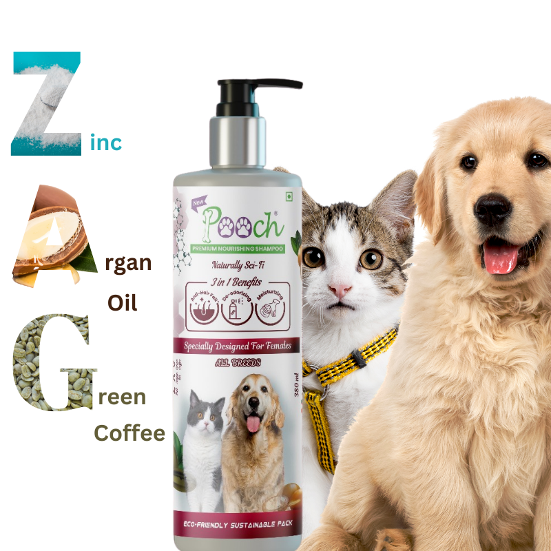 Pooch Premium Nourishing Shampoo for female Dogs|Cats| Designed in Dubai| Naturally Sci-Fi 3 in 1| All breeds |400ml
