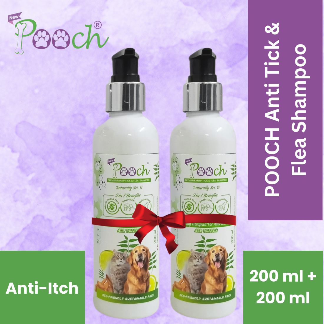 POOCH Anti-Tick & Flea Shampoo | Designed In Dubai | Itch Relief| All breeds | Dogs |Cats