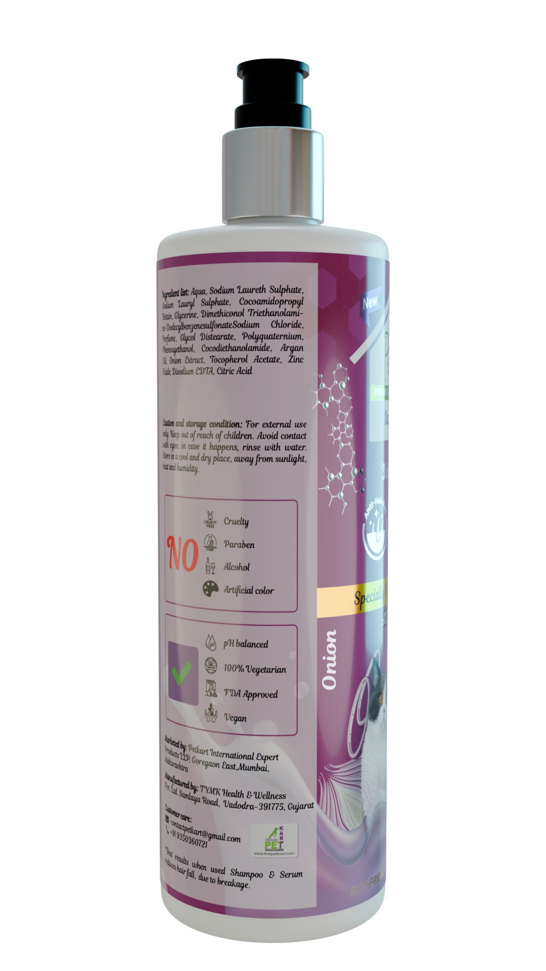 POOCH Premium Onion Shampoo for Female Dogs|Cats| Designed in Dubai |All breeds| 400ml