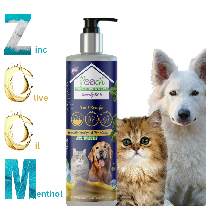 Premium Refreshing Shampoo for Male Dogs|Cats| 400ml| Designed in Dubai| Naturally Sci-Fi 3 in 1| All breeds