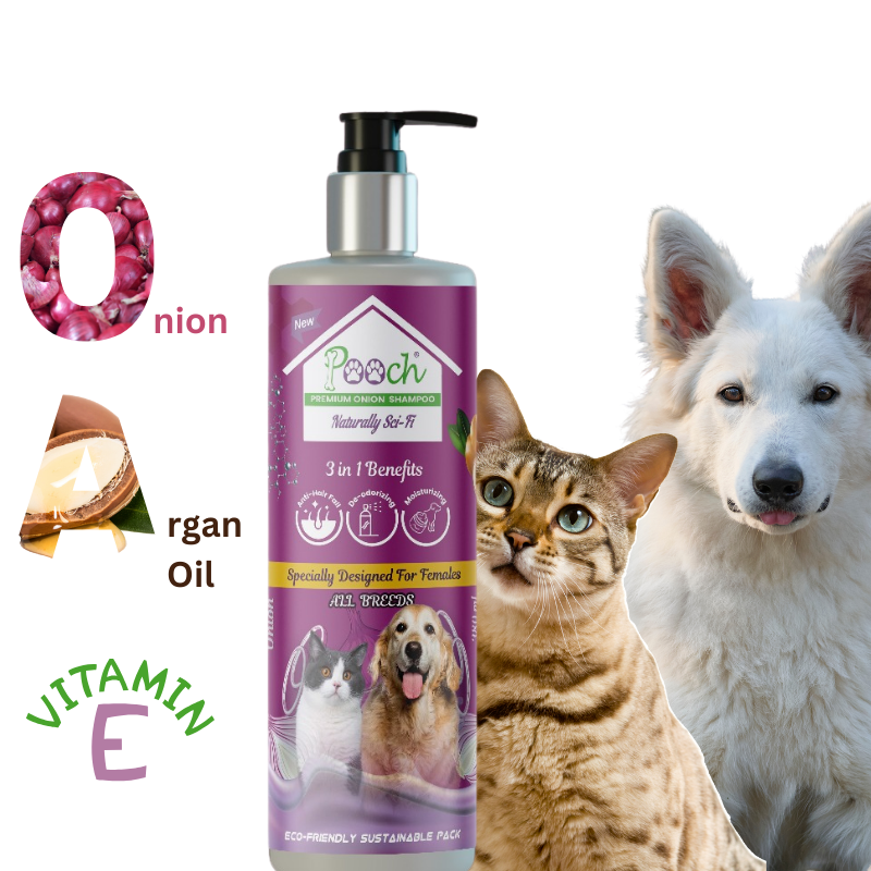 POOCH Premium Onion Shampoo for Female Dogs|Cats| Designed in Dubai |All breeds| 400ml