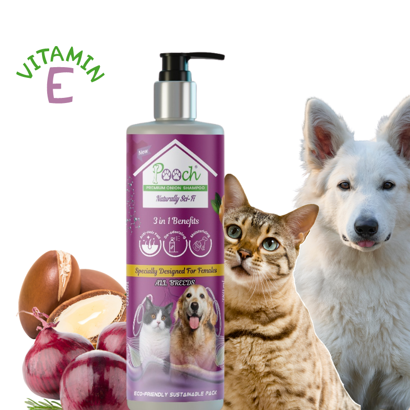 POOCH Premium Onion Shampoo for Female Dogs|Cats| Designed in Dubai |All breeds| 400ml