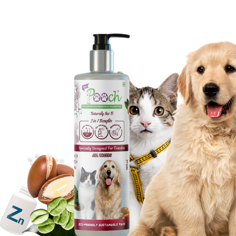 Pooch Premium Nourishing Shampoo for female Dogs|Cats| Designed in Dubai| Naturally Sci-Fi 3 in 1| All breeds |400ml