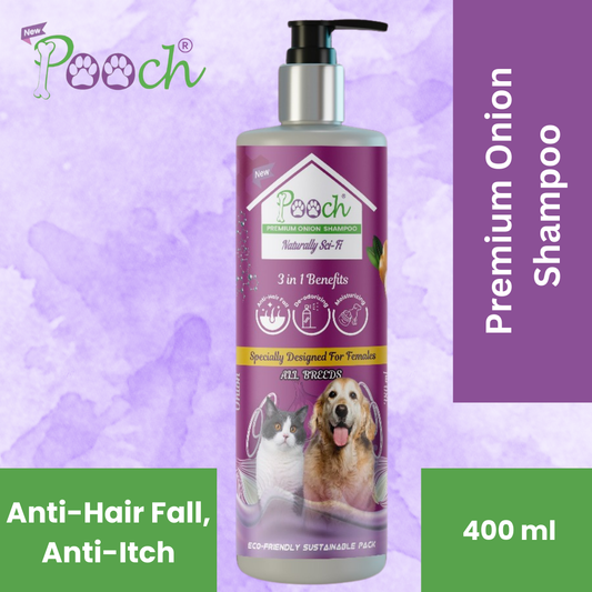 POOCH Premium Onion Shampoo for Female Dogs|Cats| Designed in Dubai |All breeds| 400ml