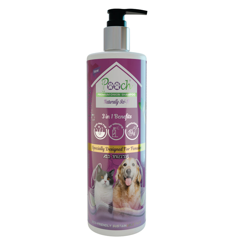 POOCH Premium Onion Shampoo for Female Dogs|Cats| Designed in Dubai |All breeds| 400ml