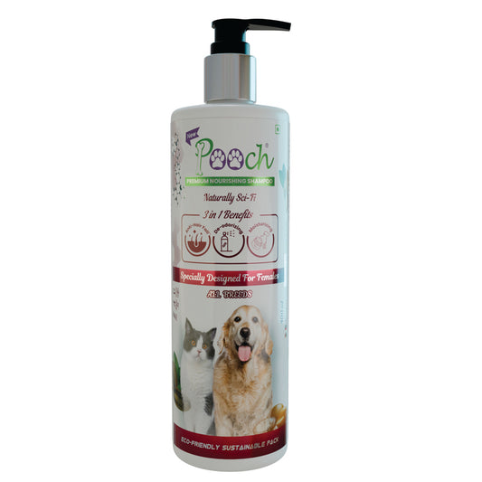Pooch Premium Nourishing Shampoo for female Dogs|Cats| Designed in Dubai| Naturally Sci-Fi 3 in 1| All breeds |400ml