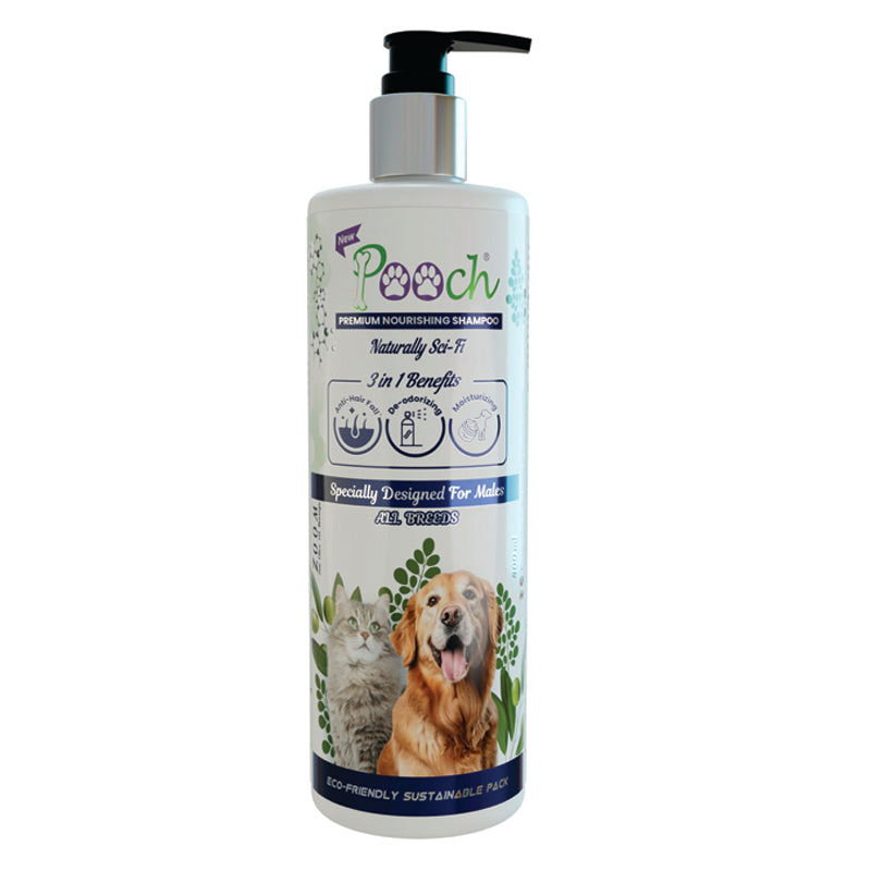 Pooch Premium Refreshing Shampoo for Male Dogs|Cats| Naturally Sci-Fi 3 in 1 | 400ml| ZOOM Tech|ALL Breeds