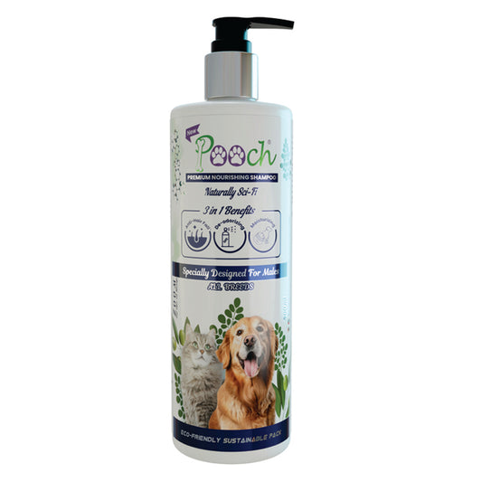 Pooch Premium Refreshing Shampoo for Male Dogs|Cats| Naturally Sci-Fi 3 in 1 | 400ml| ZOOM Tech|ALL Breeds