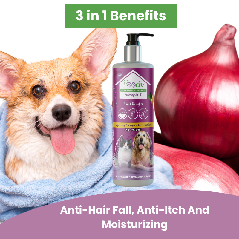 POOCH Premium Onion Shampoo for Female Dogs|Cats| Designed in Dubai |All breeds| 400ml