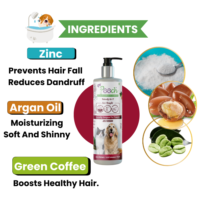 Pooch Premium Nourishing Shampoo for female Dogs|Cats| Designed in Dubai| Naturally Sci-Fi 3 in 1| All breeds |400ml