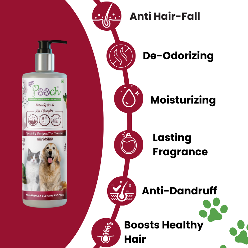 Pooch Premium Nourishing Shampoo for female Dogs|Cats| Designed in Dubai| Naturally Sci-Fi 3 in 1| All breeds |400ml